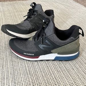 New Balance Men 574 Sport Black and Green Shoes